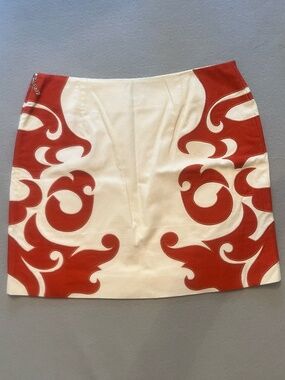 Vanessa Virginia | White Straight Skirt with Orange Appliqué